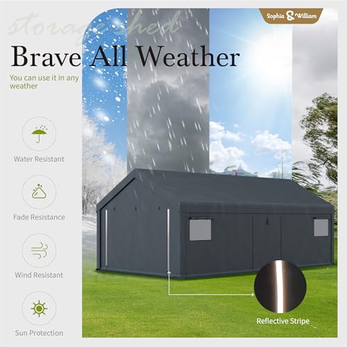 Storage Shed 13x24 ft Portable Garage Heavy Duty Carport