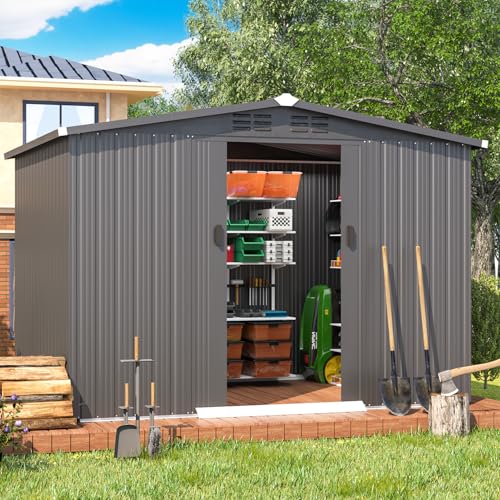 8x6 FT Galvanized Steel Outdoor Storage Shed
