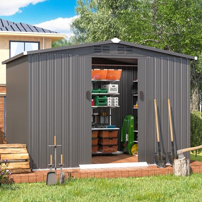 8x6 FT Galvanized Steel Outdoor Storage Shed