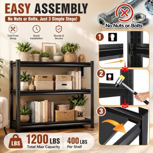 Heavy Duty Metal Bookshelf Adjustable Storage Shelving Unit for Home Office