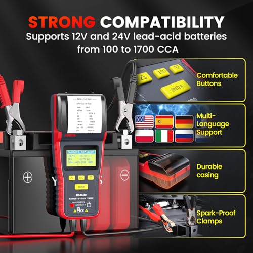 BST500 Car Battery Tester with Printer