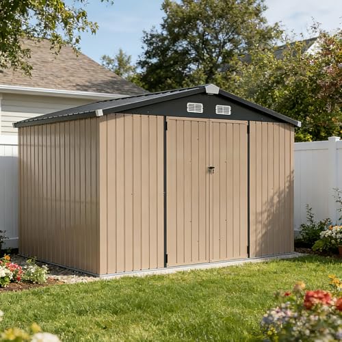 10 x 8FT Outdoor Storage Shed with Double Hinged Door