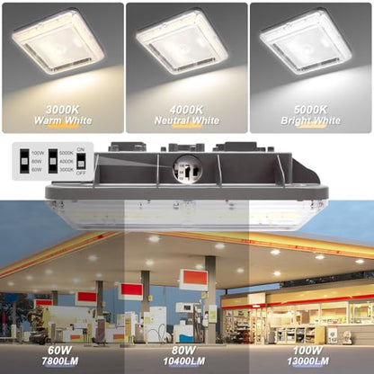 LED Canopy Garage Light 3CCT LED Gas Station Commercial Fixture Lights
