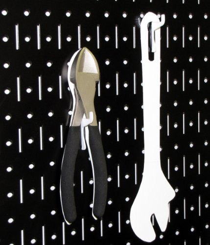 Metal Pegboard Utility Tool Storage Kit with Black Pegboard and Black Accessories
