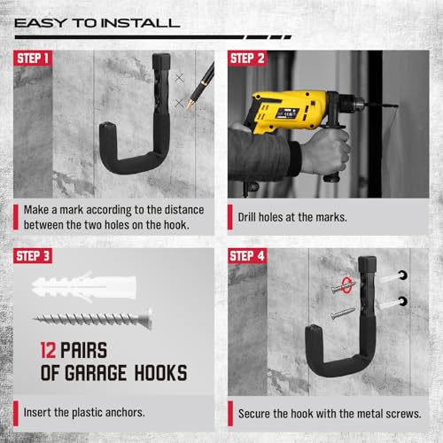 Heavy Duty Garage Storage Hooks (4 Count)