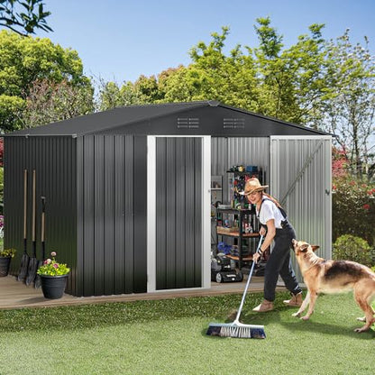 10x8FT Outdoor Storage Shed with Lockable Doors & Ventilation