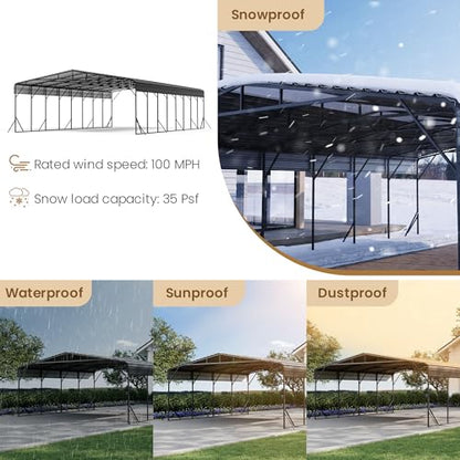 20'x40' Carport with Galvanized Steel Roof