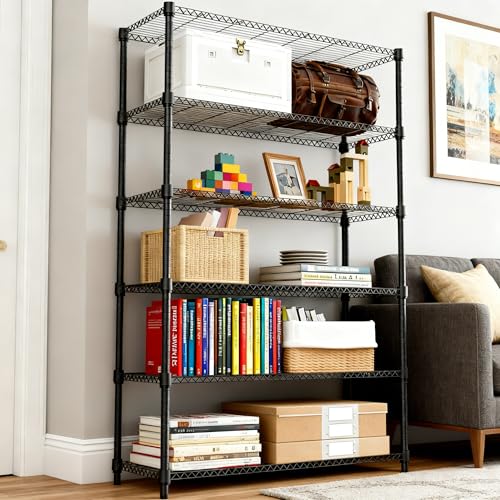 2100LBS 47.2" W 6 Tiers Shelf Storage Shelves Metal Shelving Unit Heavy Duty Garage Shelving Adjustable Wire Shelves for Pantry