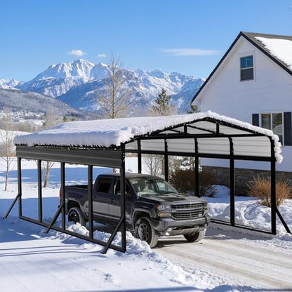 12x20FT Heavy Duty Metal Carport with Side Support Poles for All Weather (3 Count)