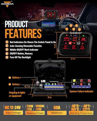 6 Gang Switch Panel RA60 3 Modes RGB Dimmable IP65 Waterproof