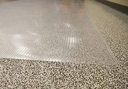 Garage Flooring 7'6" x 17' Clear Ribbed Channel Vinyl Protector Mat