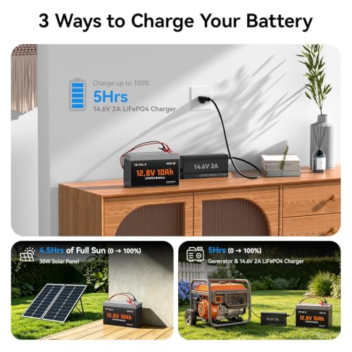 4 Pack 12V 10Ah Lithium LiFePO4 Battery (4 Count)