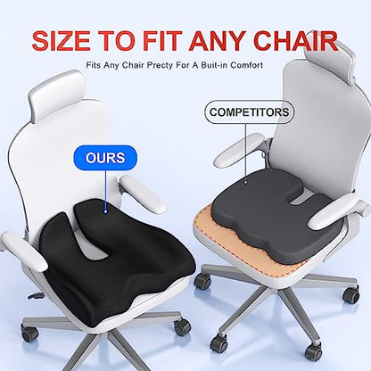 Memory Foam Seat Cushion Relieves Sciatica & Tailbone Pain