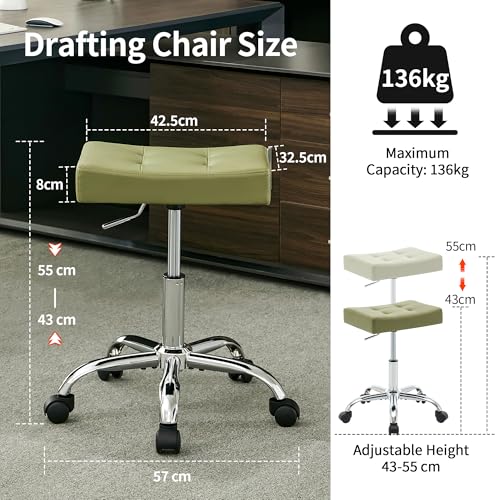 Adjustable Work Stool with Wheels