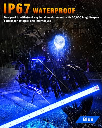 Blue 12V LED Strip Lights 32CM Waterproof for Car Boat Motorcycle Pack of 6 (6 Count)