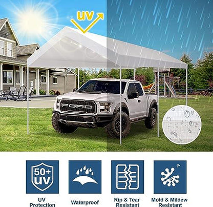 10' x20' Carport Replacement Canopy Cover White