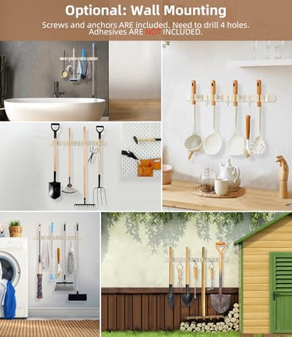 Broom Holder Over The Door with Hooks