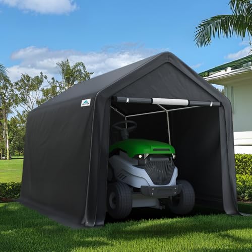 7x12 ft 2 Roll up Doors & Vents Outdoor Portable Storage Shelter Garage Tent Carport for Motorcycle ATV with Heavy Duty Metal Frame and Anti