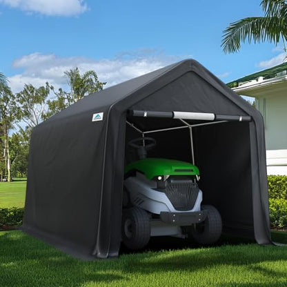 7x12 ft 2 Roll up Doors & Vents Outdoor Portable Storage Shelter Garage Tent Carport for Motorcycle ATV with Heavy Duty Metal Frame and Anti