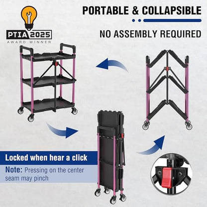 3 Tier Collapsible Utility Cart
