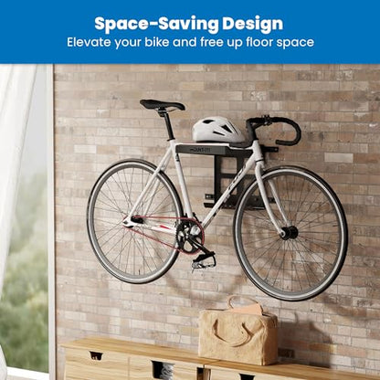 Bike Wall Mount Rack with Shelf and Hooks