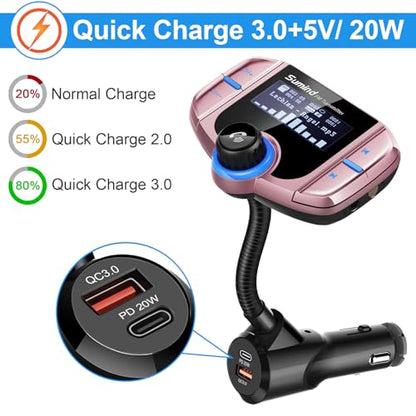 Upgraded Wireless Bluetooth Car Adapter FM Transmitter