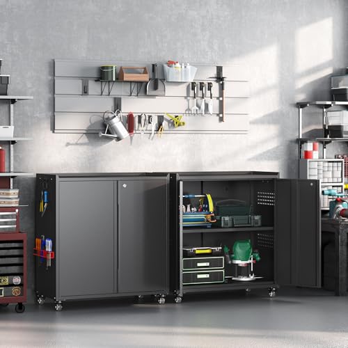 34" Metal Garage Storage Cabinet with Wheels