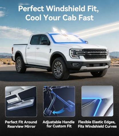Vinyl Coating Heat Shield] Windshield Sun Shade Umbrella Custom for Ranger