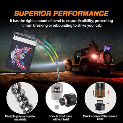 RGB LED Whip Light 1PC 2FT Lighted Antenna Whips