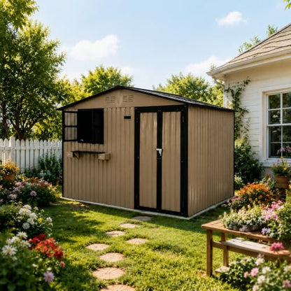 10x8 FT Outdoor Storage Shed with 2 Clear Windows