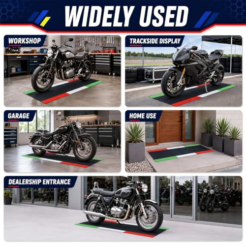 Motorcycle Mat Garage Floor Rug Washable Parking Mats for Garage Floors Non Slip Oil Absorbent Pad Rubber Backing Layer Protects Floor