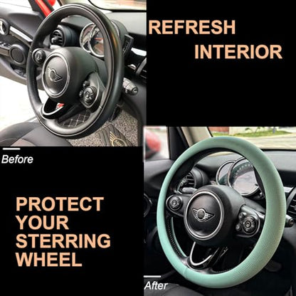 Nappa Leather Steering Wheel Cover Universal 14.5