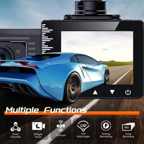T1 pro Dash Cam Front and Rear Inside 3 Channel 1080P