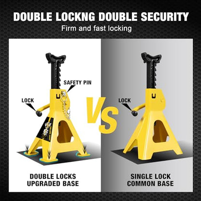 Jack Stands 6 Ton with Double Locking and Large Foot Base for Lifting SUVS