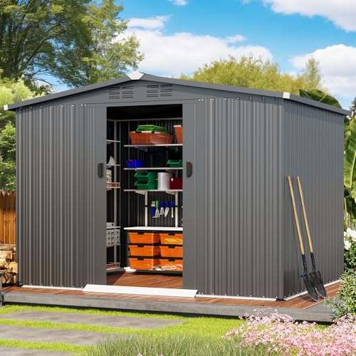 8x6 FT Galvanized Steel Outdoor Storage Shed