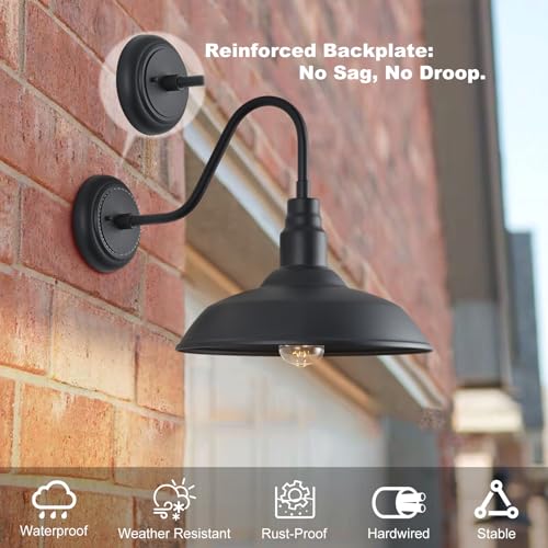 14in Outdoor Gooseneck Light Fixture for Porch