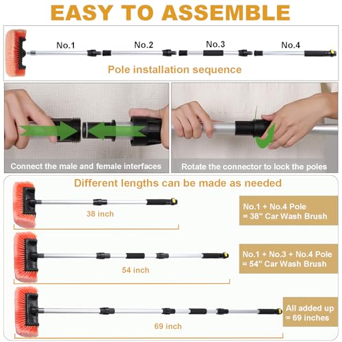 Car Wash Brush with Long Handle for Car Truck Boat RV SUV Washing