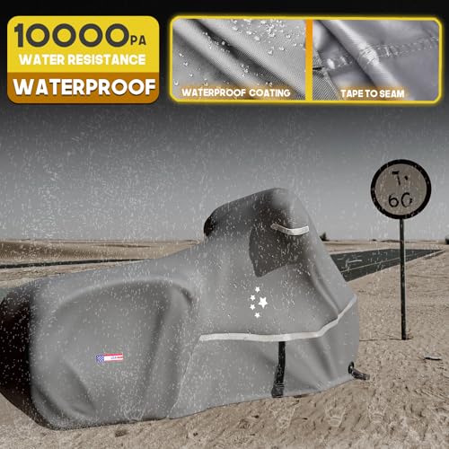 Motorcycle Cover LI LIBZAKI 600D Heavy Duty Storage All Season Universal Weather Waterproof Outdoor Protection 96" XXL Vehicle Cover