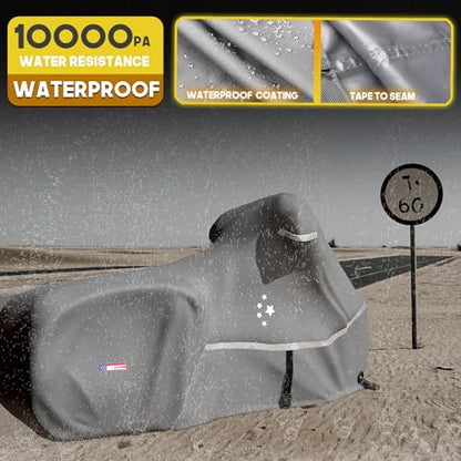Motorcycle Cover LI LIBZAKI 600D Heavy Duty Storage All Season Universal Weather Waterproof Outdoor Protection 96" XXL Vehicle Cover