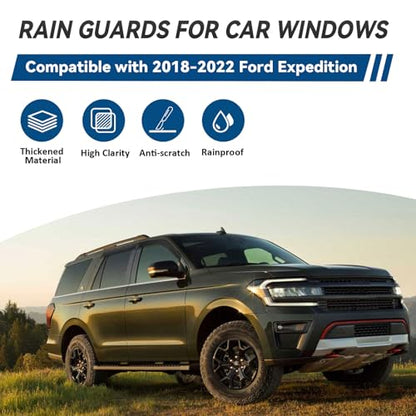 4pcs Window Visors Rain Guards for 2018 (4 Count)
