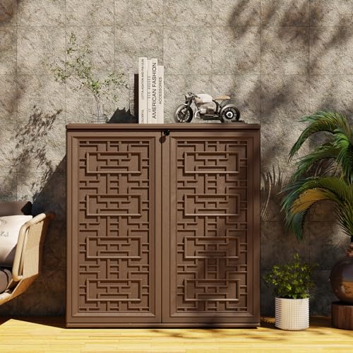 Indoor Outdoor Storage Cabinet Waterproof with 1 Shelf