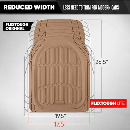 MotorTrend FlexTough Beige Car Floor Mats Rubber All Weather Automotive 2pc