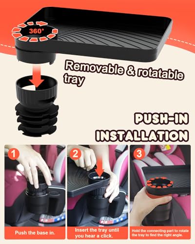 Car Seat Tray for Kids Toddler Travel with Soft Rubber Base