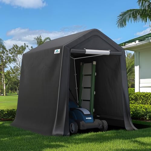 6x8 ft Outdoor Portable Storage Shelter Shed with 2 Roll up Zipper Doors & Vents Carport for Motorcycle Waterproof and UV Resistant Portable Garage Kit Tent