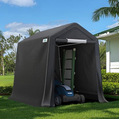 6x8 ft Outdoor Portable Storage Shelter Shed with 2 Roll up Zipper Doors & Vents Carport for Motorcycle Waterproof and UV Resistant Portable Garage Kit Tent
