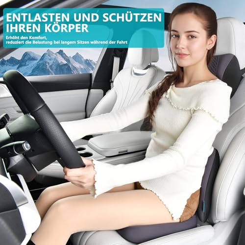 3 PCS Seat Cushion for Carseat Lumbar Support Pillow Car Neck Headrest Pillows Memory Foam Gel Memory Foam Massage Point Seat Pads Pressure Relief Back Cushion for Office Chair (3 Count)