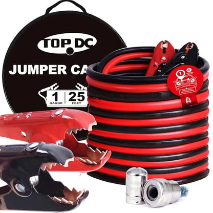 1 Gauge 25 Feet Heavy Duty Jumper Cables for Car