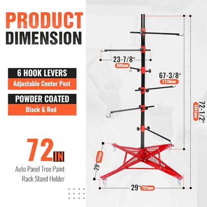 72In Universal Auto Paint Rack Stand Tree Holder Adjustable Center