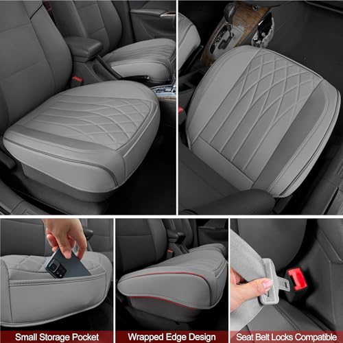 2 Pack Grey Leather Front Bottom Car Seat Covers (2 Count)