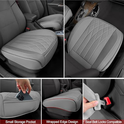 2 Pack Grey Leather Front Bottom Car Seat Covers (2 Count)